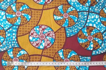 Preview: TURQUOISE SUMMER FAN Waxprint Stoff